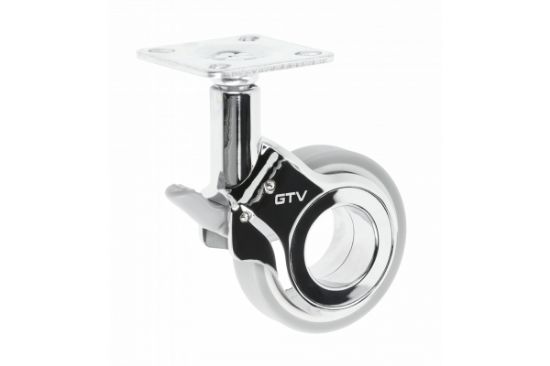 Obrazek Kółko meblowe GIRA chrom-szare 60mm z/h