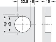 Obrazek Zawias specjalny nakładny do szerokich frontów