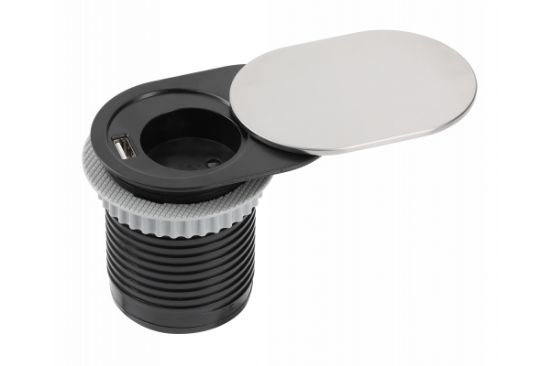 Obrazek Przedłużacz wpuszczany SLIDE 60mm, 1x gniaz 1xUSB