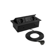 Obrazek KOMBI BOX USB 2xgniazdo 1xUSB A 1xUSB C czarny