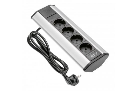 Obrazek Gniazdo kątowe 4x schuko (srebrny)